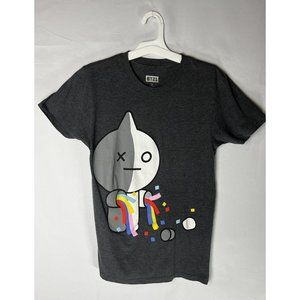 BTS BT21 Party Van T-shirt  Gray Short Sleeve Graphic Tee Size Small Unisex